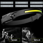 Headlamp 1200 Lumens Rechargeable Motion-Sensor