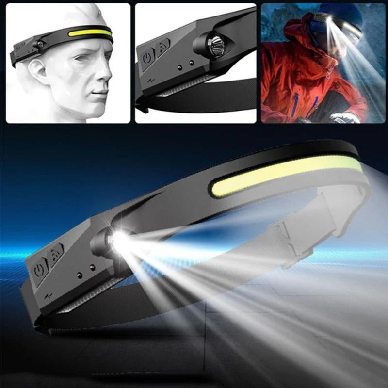 Headlamp 1200 Lumens Rechargeable Motion-Sensor
