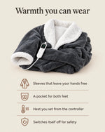 Heated Blanket Robe Adjustable Heat Sherpa Lined Foot Pocket