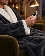 Heated Blanket Robe Adjustable Heat Sherpa Lined Foot Pocket