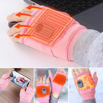 Heated Fingerless Gloves Adjustable Heat Settings Rechargeable