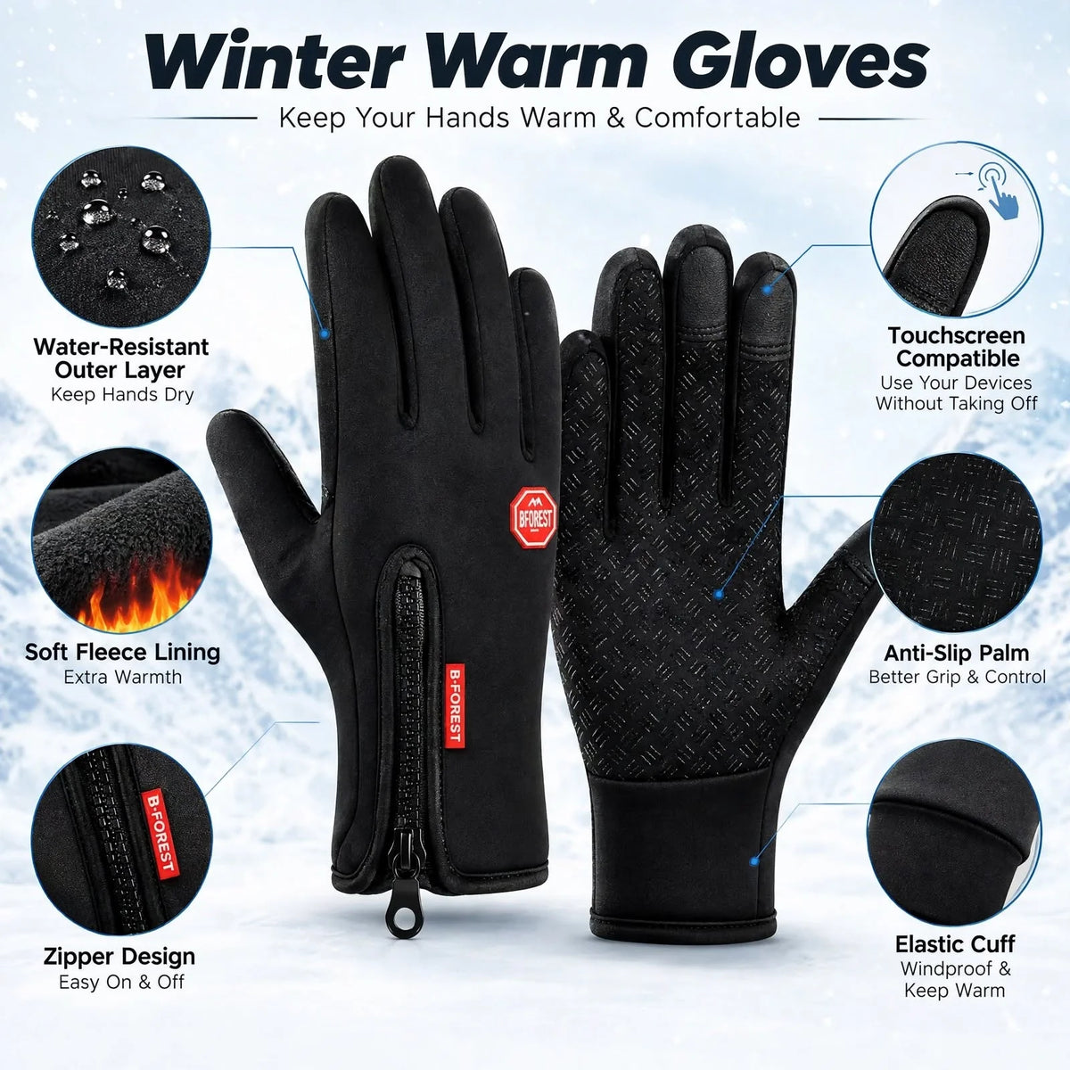 Heated Gloves Rechargeable Waterproof & Windproof