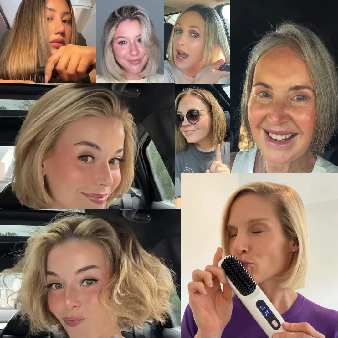 Heated Hair Brush Cordless Ceramic Bristles Scalp Guard