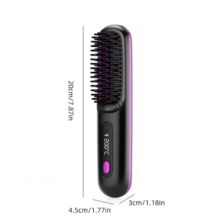Heated Hair Brush Cordless Ceramic Bristles Scalp Guard