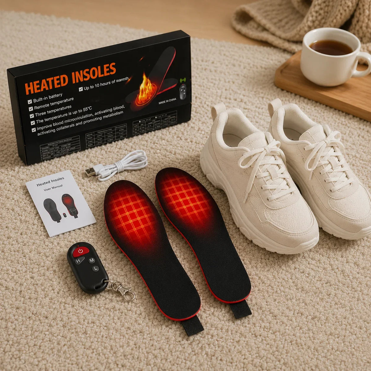 Heated Insoles Rechargeable With Wireless Remote Control
