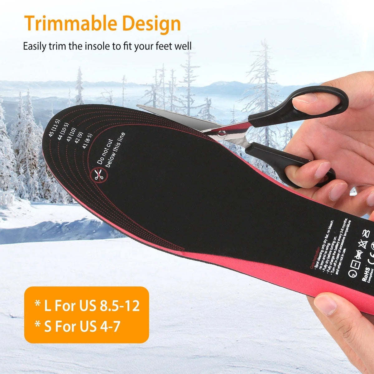 Heated Insoles USB-C Rechargeable Up To 10 Hours