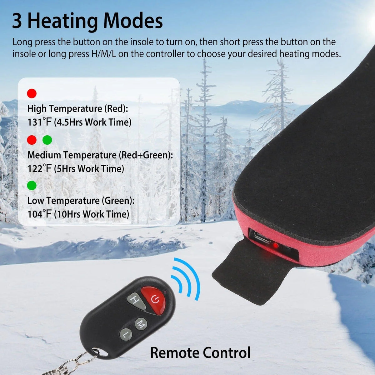 Heated Insoles USB-C Rechargeable Up To 10 Hours