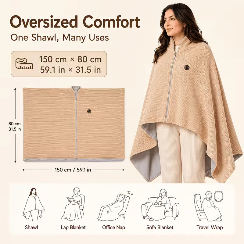 Heated Shawl USB-Powered Back & Shoulder Heat