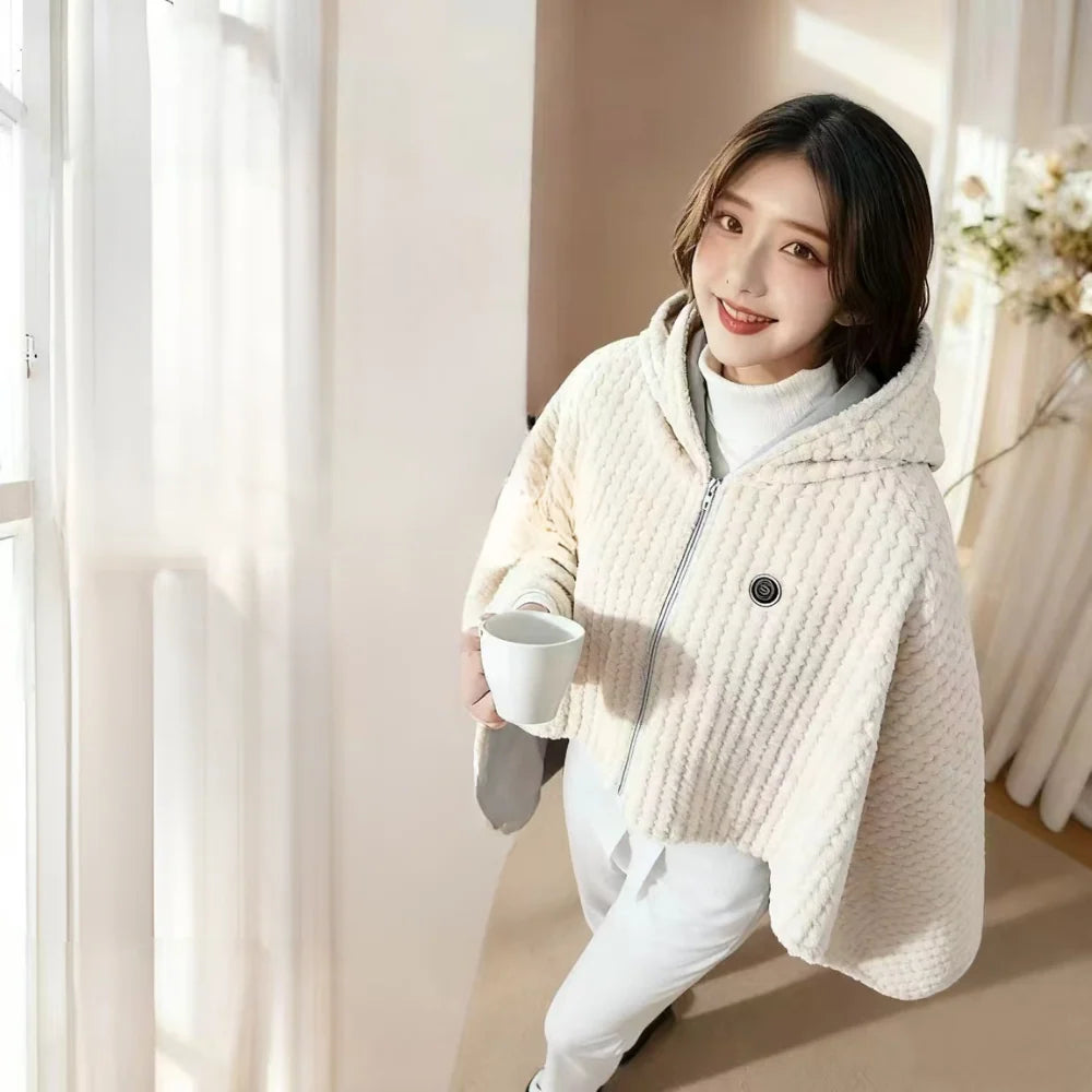Heated Shawl Wrap USB-Powered Adjustable Heat Settings Washable Fleece