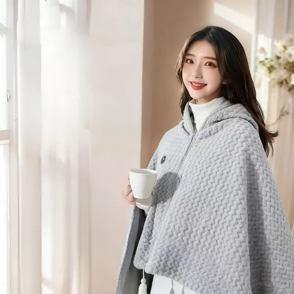 Heated Shawl Wrap USB-Powered Adjustable Heat Settings Washable Fleece