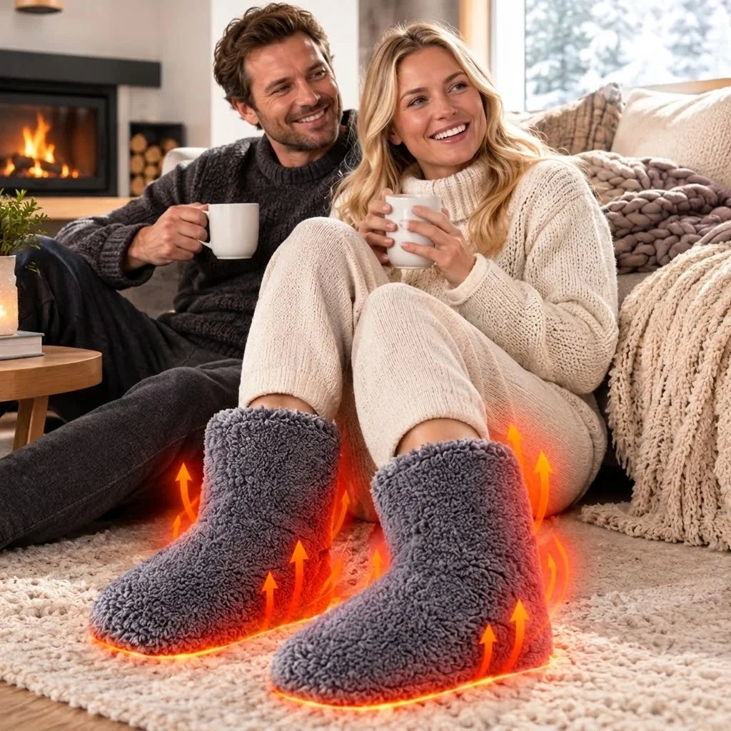 Heated Slippers USB-Powered Ankle-High Non-Slip
