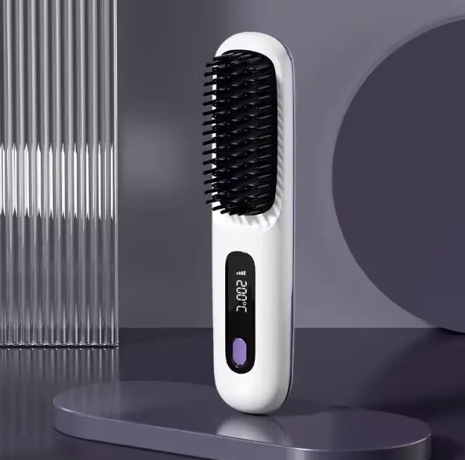 Heated Styling Brush Cordless Ceramic Bristles For Short Hair