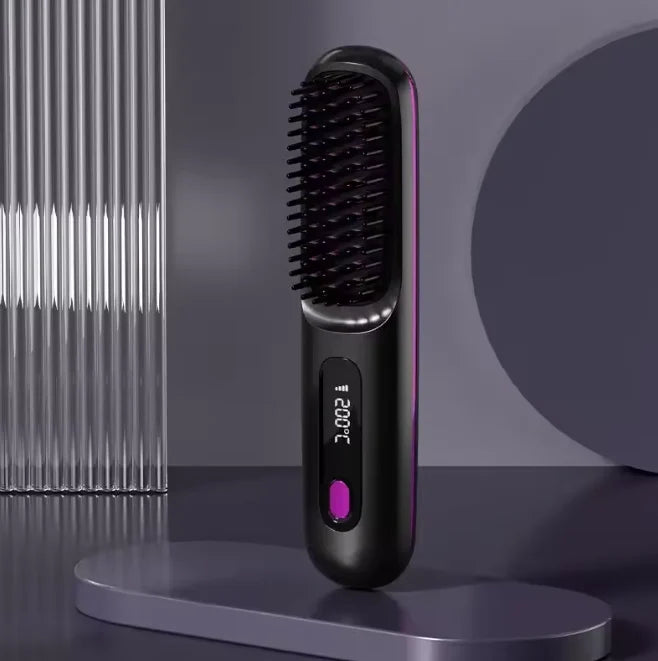 Heated Styling Brush Cordless Ceramic Bristles Scalp Protection