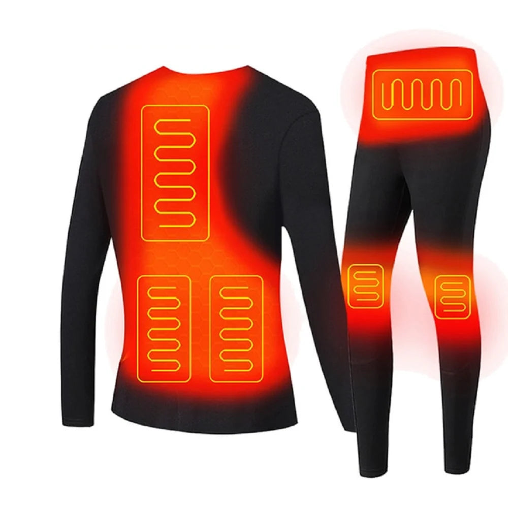 Heated Thermal Underwear Set 3 Heat Settings Four-Way Stretch