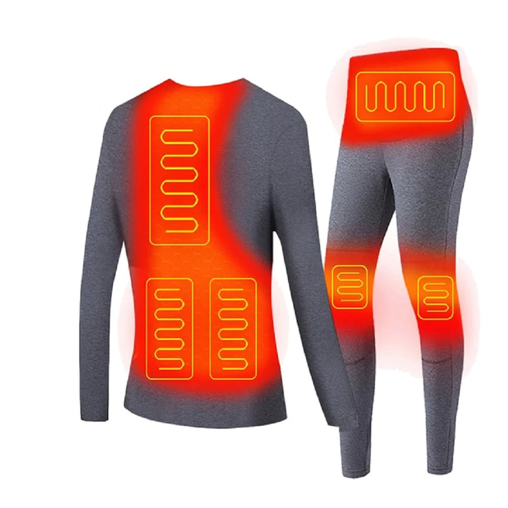 Heated Thermal Underwear Set 3 Heat Settings Four-Way Stretch