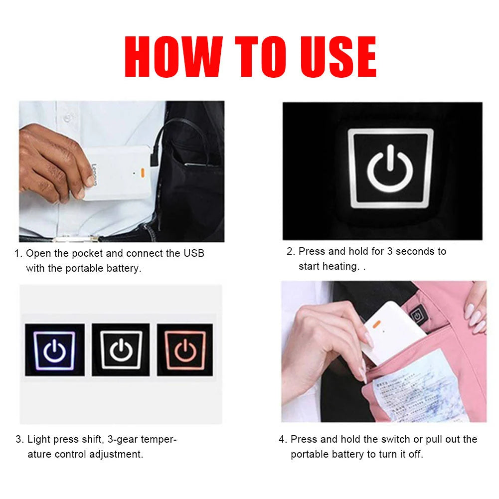 Heated Vest 5-Zone Heating 3 Heat Settings