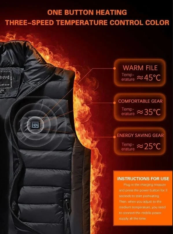 Heated Vest Adjustable Heat & 12-Hour Warmth