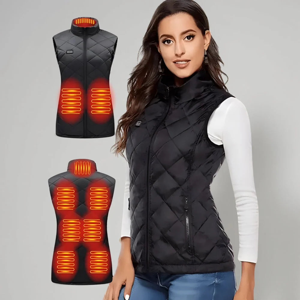 Heated Vest USB-Powered Nine Heating Zones Adjustable Heat Levels