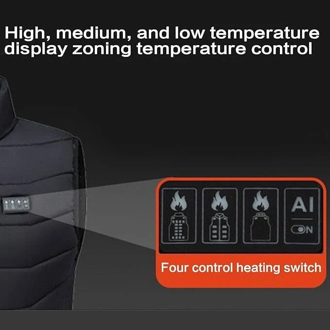 Heated Vest USB-Rechargeable Multi-Zone Four Heat Settings