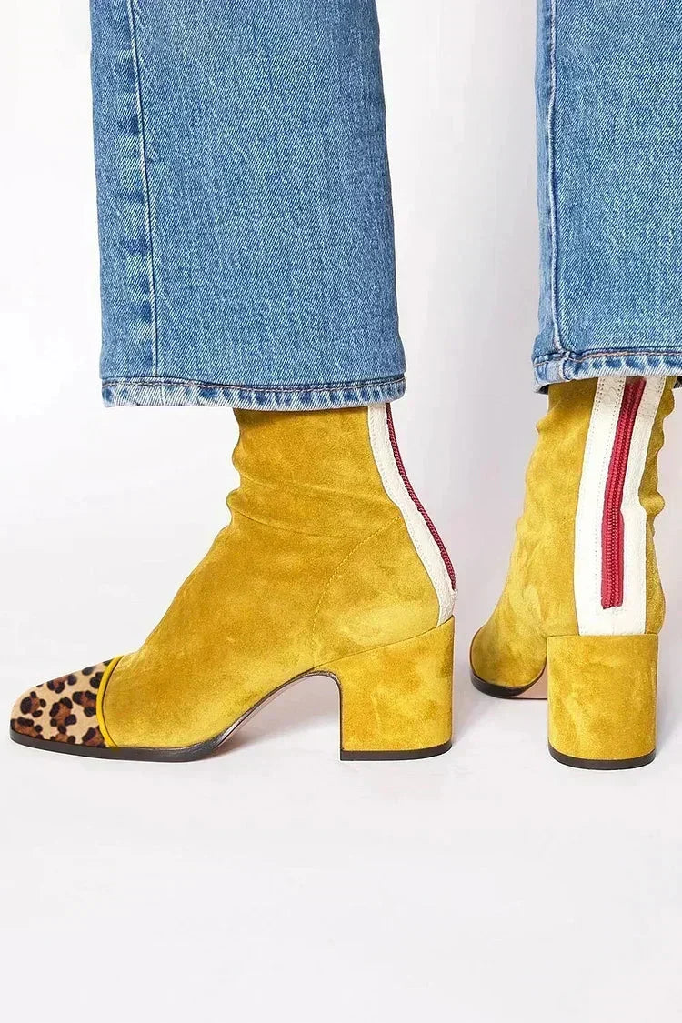 Heeled Boots Chunky Heel Side Zipper Non-Slip Sole