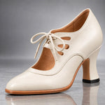 Heels Genuine Leather Lace-Up Sculpted Curved Heel