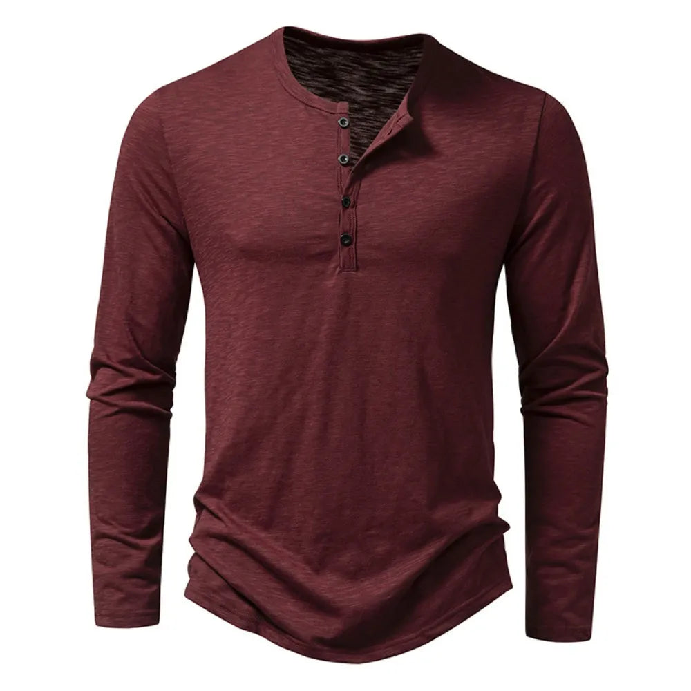Henley Shirt 100% Cotton Slim Fit Lightweight