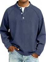 Henley Shirt Soft Knit Raglan Sleeves Relaxed Fit