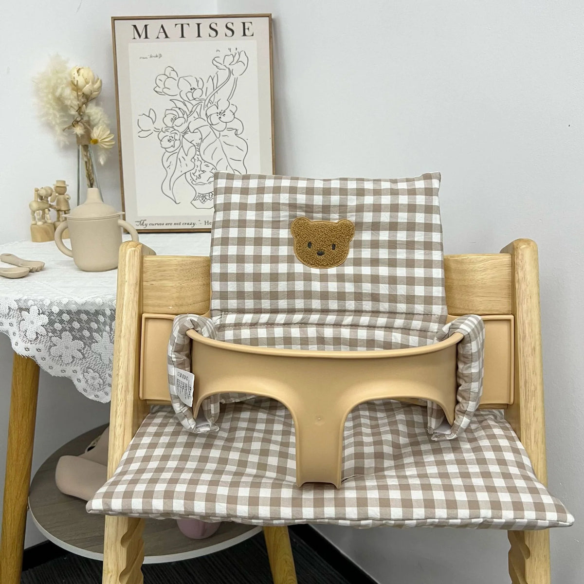 High Chair Cushion Padded Machine-Washable Cover Harness-Ready