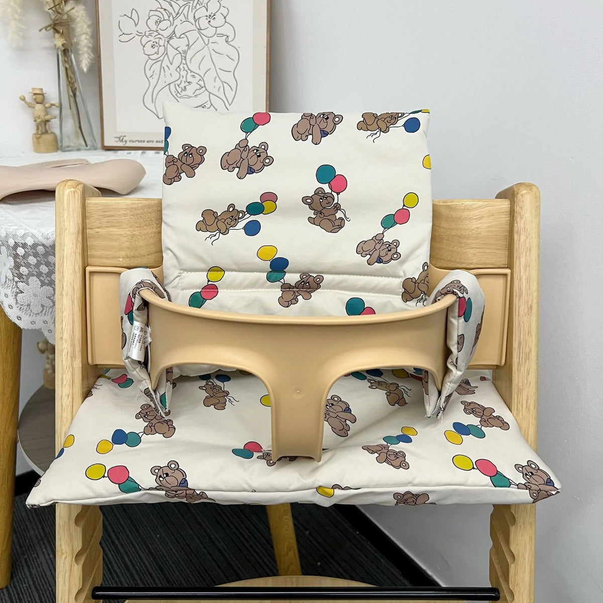 High Chair Cushion Padded Machine-Washable Cover Harness-Ready