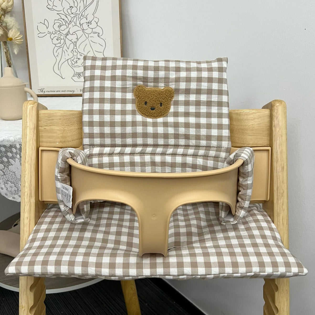 High Chair Cushion Padded Machine-Washable Cover Harness-Ready