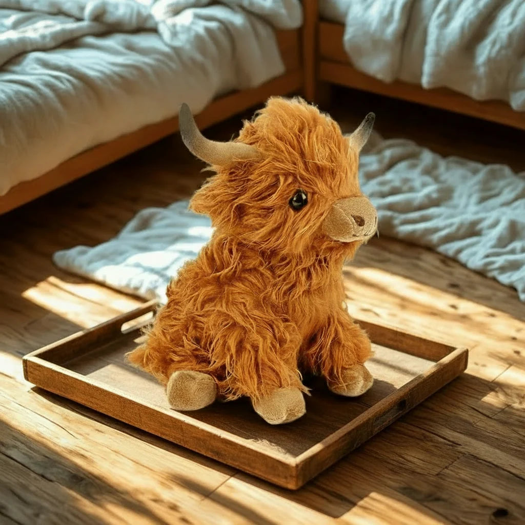 Highland Cow Plush Toy Super-Soft Shaggy Mane 9.8 Inch