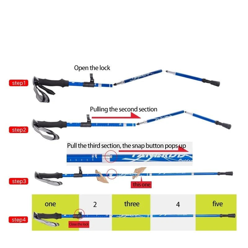 Hiking Poles Aluminum Foldable Quick-Lock EVA Foam Grip