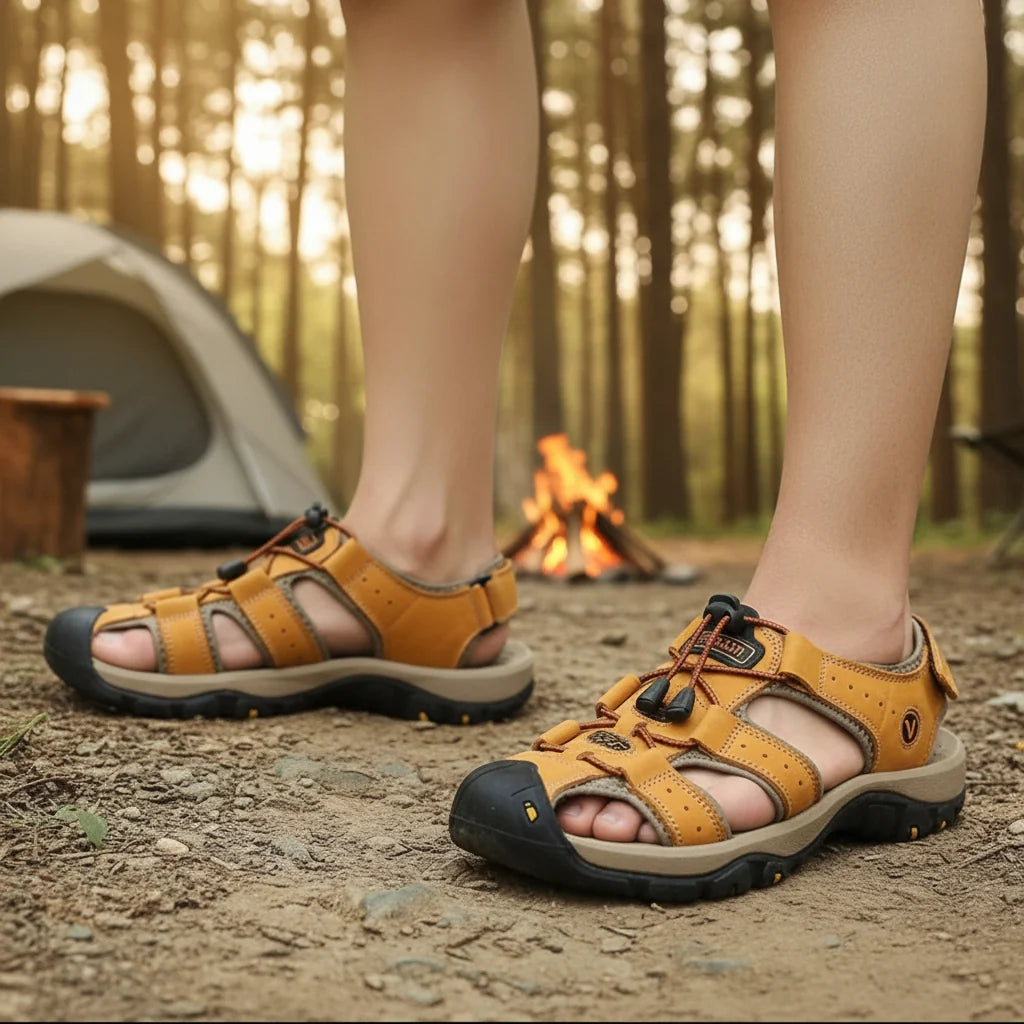 Hiking Sandals Closed-Toe Adjustable Straps Non-Slip Rubber Sole