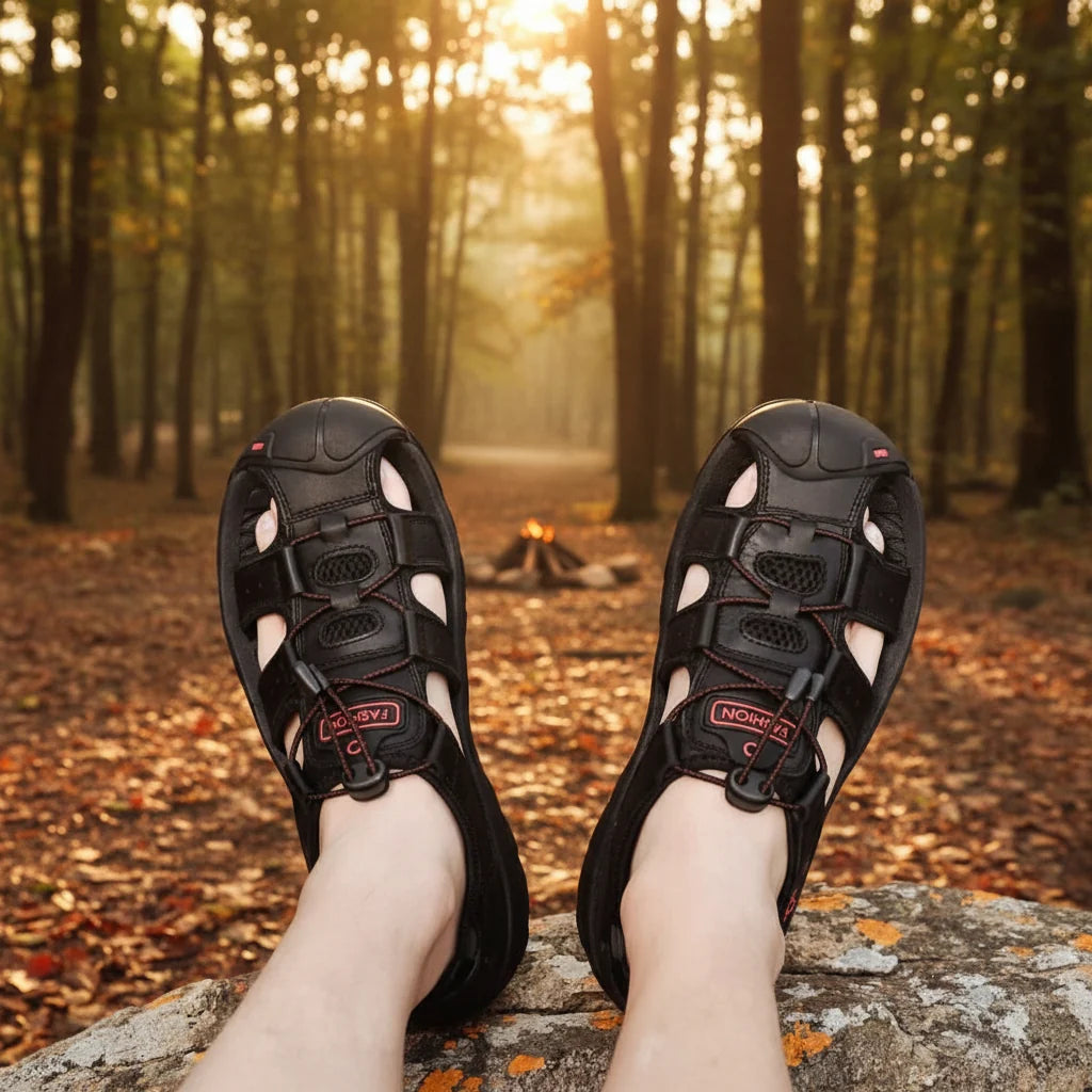 Hiking Sandals Closed-Toe Adjustable Straps Non-Slip Rubber Sole