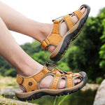 Hiking Sandals Closed-Toe Cowhide Leather Non-Slip