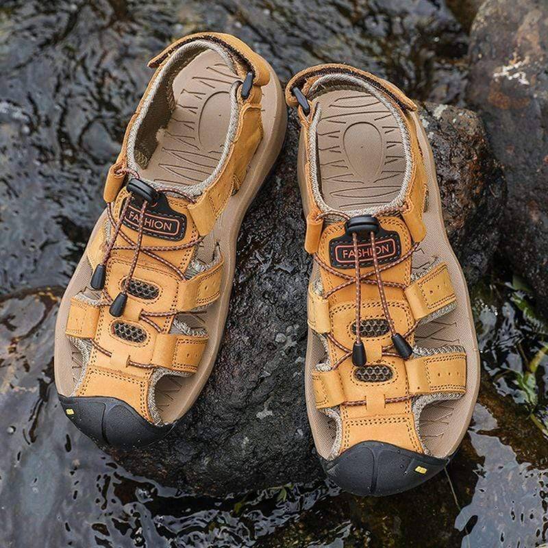 Hiking Sandals Closed-Toe Cowhide Leather Non-Slip