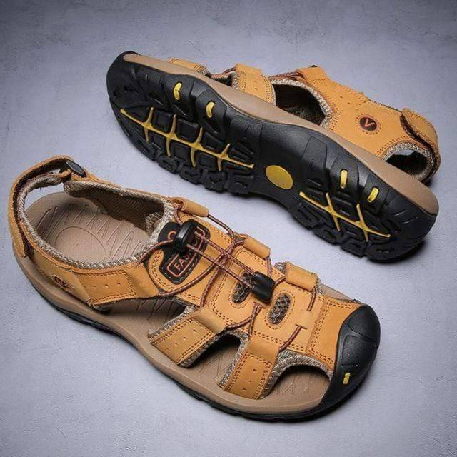 Hiking Sandals Closed-Toe Cowhide Leather Non-Slip