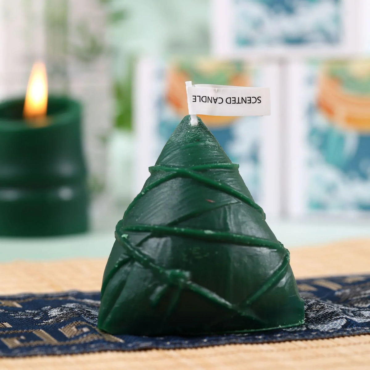 Holiday Candle Textured Spiral Tree Hand-Poured Wax