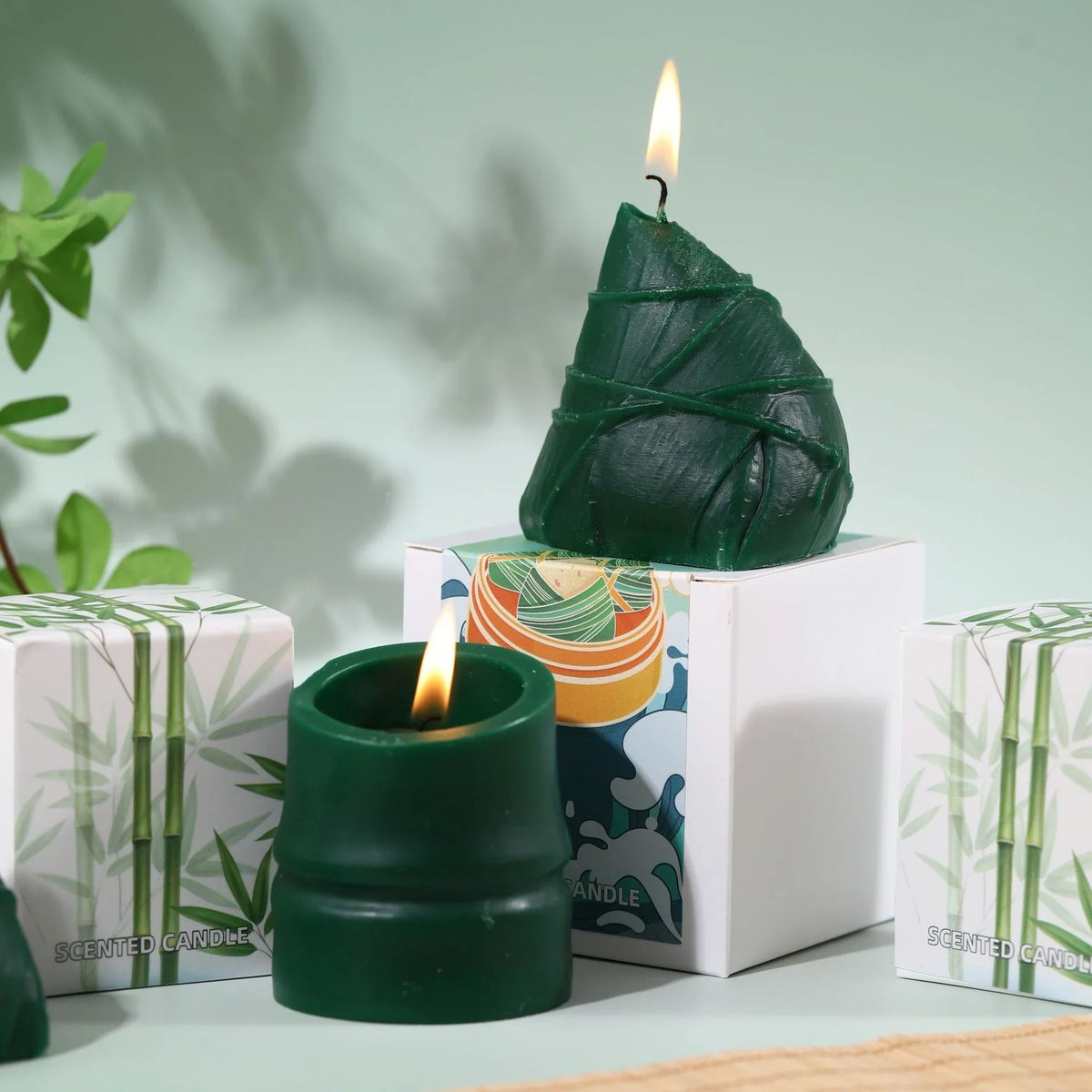 Holiday Candle Textured Spiral Tree Hand-Poured Wax