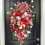Holiday Decor Arrangement Foliage & Candy Cane Accents