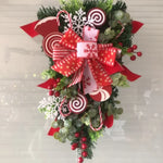 Holiday Decor Arrangement Foliage & Candy Cane Accents