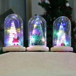 Holiday Display Dome Battery-Powered LED Glass & Wood