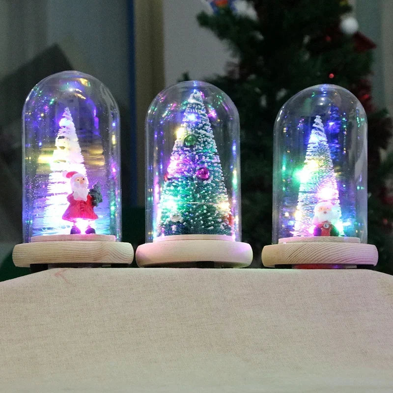 Holiday Display Dome Battery-Powered LED Glass & Wood