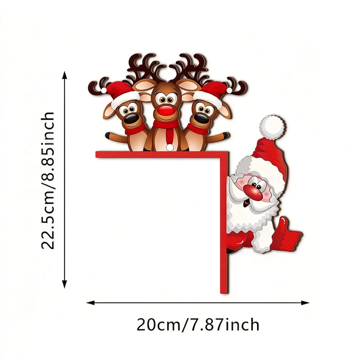 Holiday Door Decoration Santa & Reindeer Easy Hang Weather Resistant