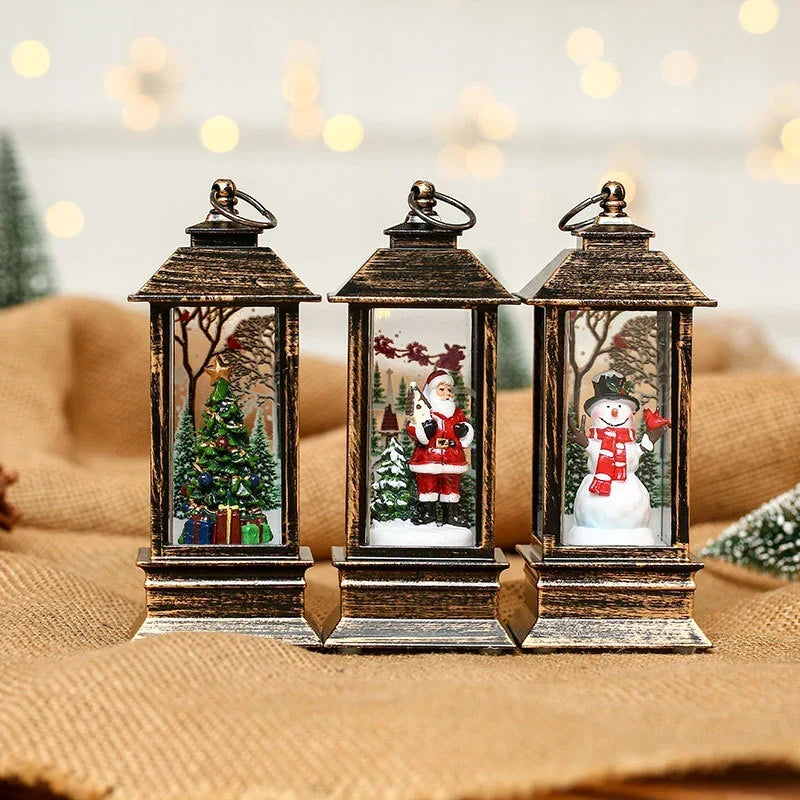 Holiday Lantern Snowman Glitter Battery-Operated LED