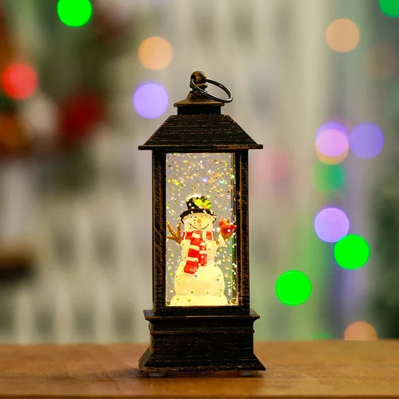 Holiday Lantern Snowman Glitter Battery-Operated LED