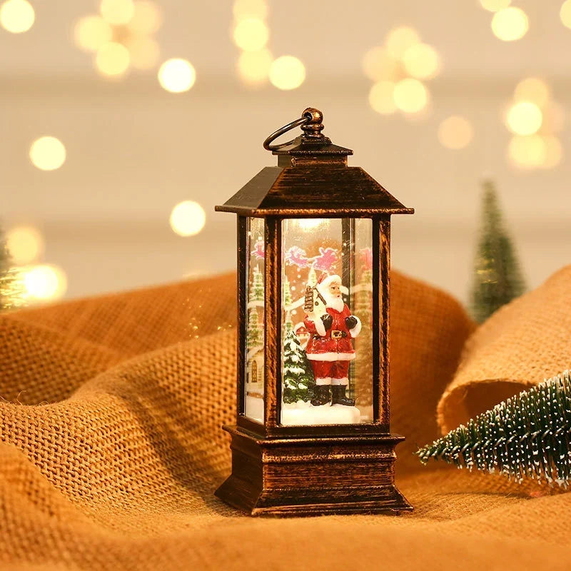 Holiday Lantern Snowman Glitter Battery-Operated LED