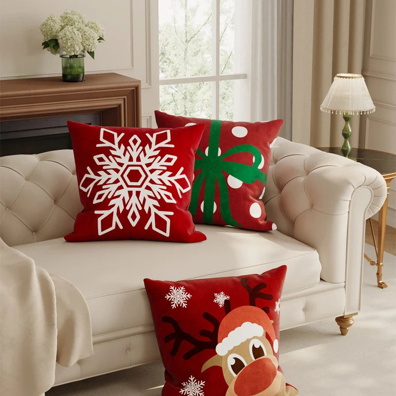 Holiday Pillow Cover Velvet-Like Plush Removable & Machine-Washable