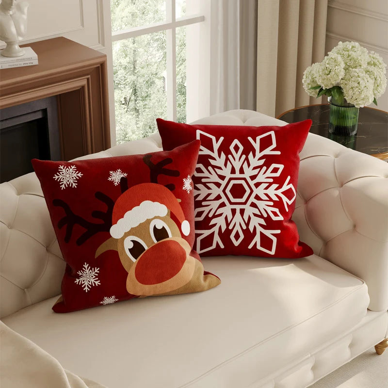 Holiday Pillow Cover Velvet-Like Plush Removable & Machine-Washable