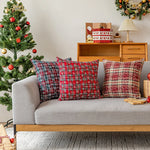 Holiday Pillow Embroidered Snowflake Plaid Plush Insert Included